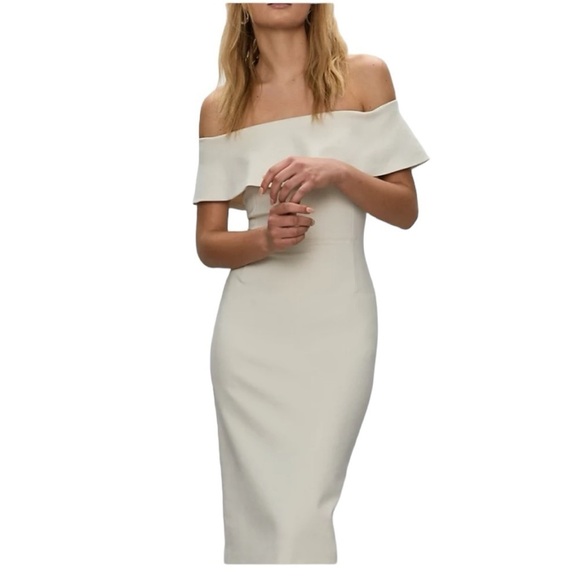 Aritzia Babaton Ruslan Off The Shoulder Dress in Cream - Picture 1 of 13